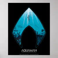 アクアマン | Aquamanロゴを通して海グラフィックを表示