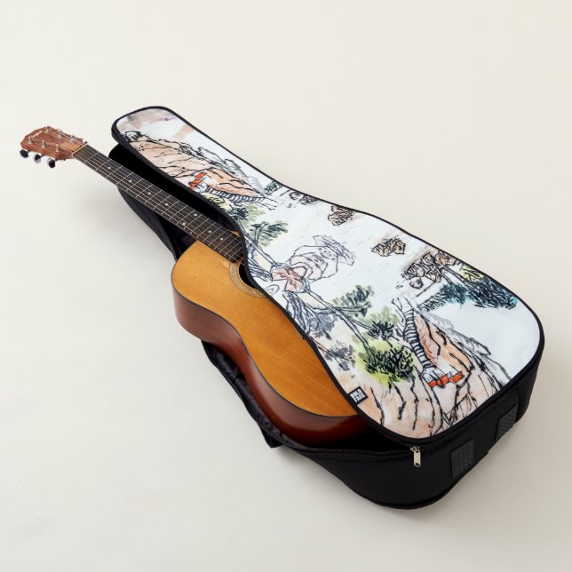 アコースティックギターのバッグ、場合を絵を描くスケッチ