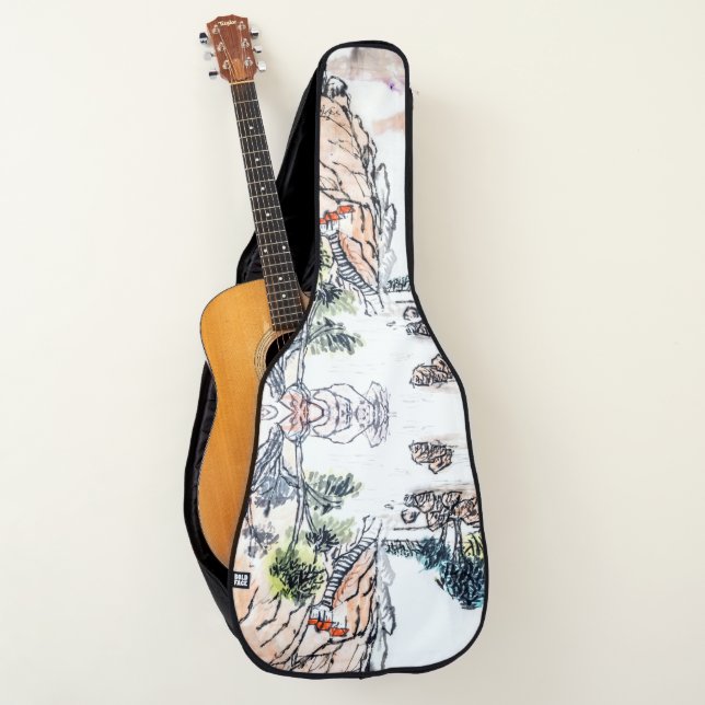 アコースティックギターのバッグ、場合を絵を描くスケッチ