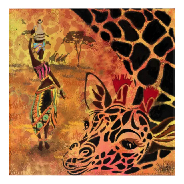 giraffe のっけ アクリル画