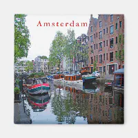アムステルダムの建物　マンション　マグネット　磁石 VENLO HOLLAND アムステルダムの運河の港。 マグネット | Zazzle.co.jp