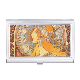 Mucha 名刺入れ ゴールド ミュシャ ミュシャ名刺入れ&カードホルダー | Zazzle JP