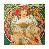 クリムト　タイルアート5 グスタフクリムトレッド女性金ゴールドスネーク絵画ズ タイル