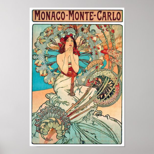アルフォンスミュシャモナコモンテカルロ， 1897 ポスター | Zazzle.co.jp