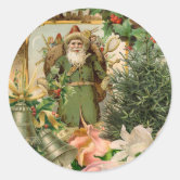 旧世界サンタ・クリスマス ラウンドシール | Zazzle.co.jp
