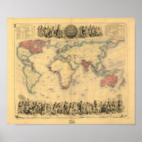 アンティークの地図 – イギリス帝国1850 ポスター | Zazzle.co.jp