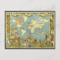 アンティーク大英帝国の世界地図， 1886 ポストカード | Zazzle.co.jp