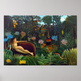 アンリ・ルソーの夢 – ジャングル女性と動物 ポスター | Zazzle