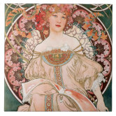 クリムト　タイルアート5 グスタフクリムトレッド女性金ゴールドスネーク絵画ズ タイル