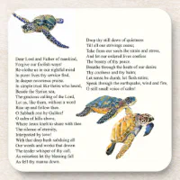 ウミガメの平和詩の祈りの言葉の野性生物のコースター