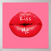 抽象芸術赤い唇キュービズムオリジナルメイクアップアート ポスター