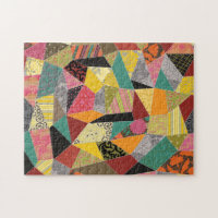 キルトカラフル熱狂するパッチワークパターン ジグソーパズル | Zazzle