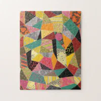 キルトカラフル熱狂するパッチワークパターン ジグソーパズル | Zazzle