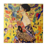 グスタフクリムトレッド女性金ゴールドスネーク絵画ズ タイル