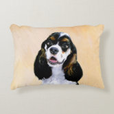 アメリカのコッカースパニエル犬と水色 アクセントクッション | Zazzle