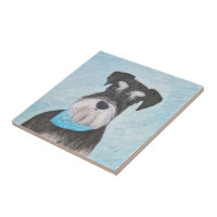 シュナウザー(ミニ絵画チュア)のかわいいオリジナル犬 タイル | Zazzle