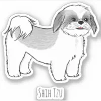 シーズー（犬）Tzuグレーと白マンガドッグビニールステッカー シール | Zazzle.co.jp