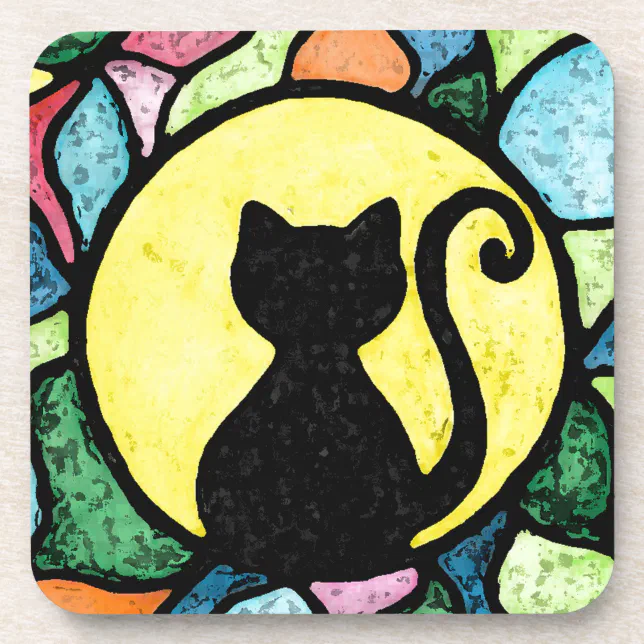 ステンドグラス猫のコースター コースター | Zazzle.co.jp