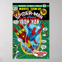 スパイダーマン&アイアンマンマーベルチームアップ漫画 ポスター | Zazzle.co.jp