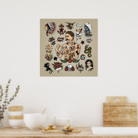 タトゥーフラッシュ ポスター | Zazzle.co.jp