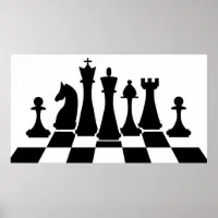 チェス盤の黒い駒 ポスター | Zazzle.co.jp