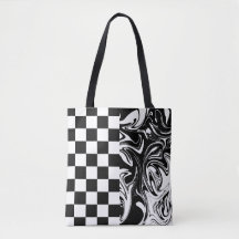 白黒 チェック 模様トートバッグ | Zazzle JP