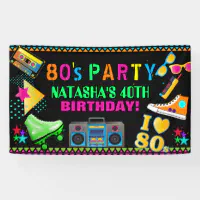 ネオン80の誕生日パーティー 横断幕 | Zazzle.co.jp