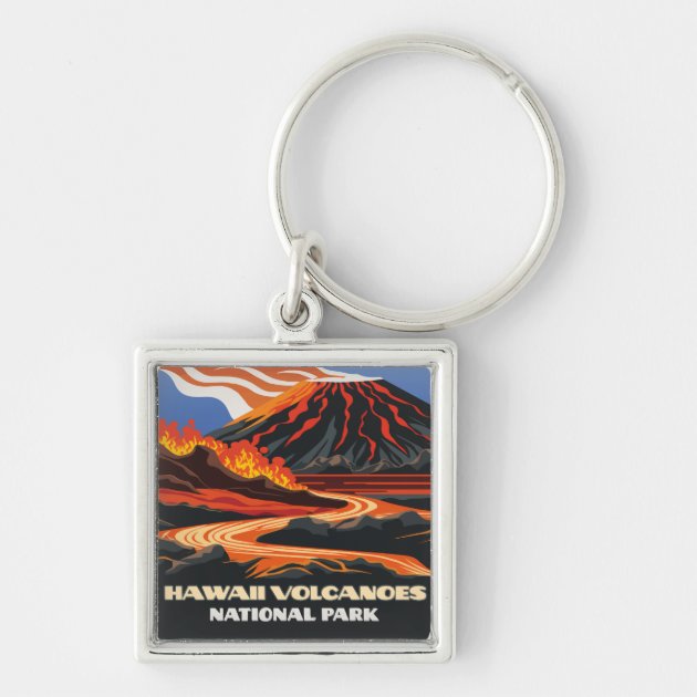 ハワイ火山国立公園マウナロアヴィンテージ キーホルダー | Zazzle.co.jp