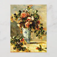 透明水彩画原画デルフト焼きの花瓶と春の薔薇たち 好評 透明水彩画原画デルフト焼きの花瓶と春の薔薇たち