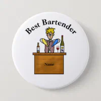 バ最高のーテンダーボタン – 漫画の男性バーテンダー 缶バッジ