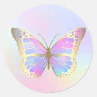 パステルバタフライ ラウンドシール | Zazzle.co.jp