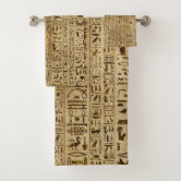 古代エジプトのヒエログリフ-黒および金ゴールド バスタオルセット ...