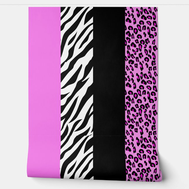 ヒョウ柄，ゼブラ柄，アニマルプリント，ピンク 壁紙 | Zazzle.co.jp