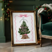 ヴィンテージの水色のクリスマスツリーの森 ポスター | Zazzle.co.jp