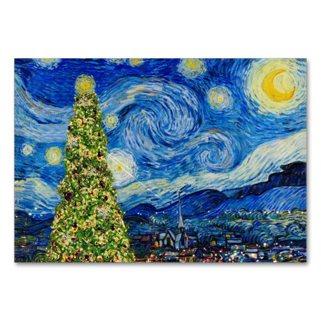 ファンゴッホ星空の夜 – クリスマスツリー テーブルナンバー | Zazzle