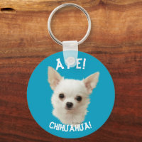 チワワ（白）　キーホルダー（ミニ） ホワイトチワワ、エーチワワ キーホルダー | Zazzle.co.jp