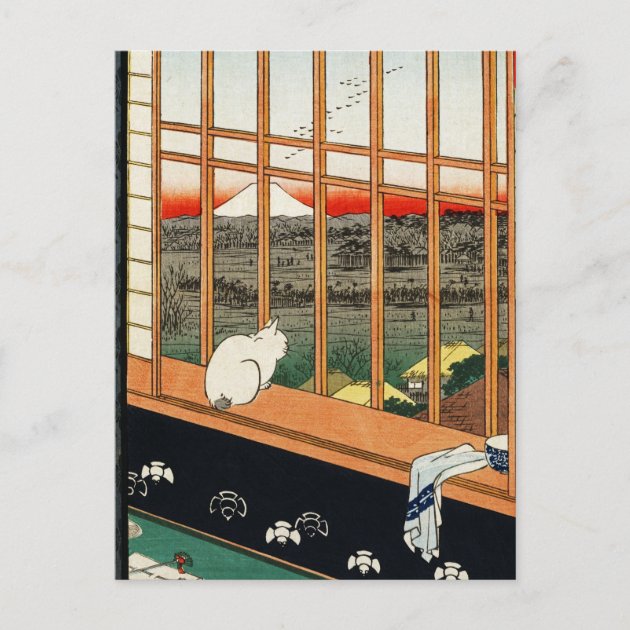 ポストカード:窓に猫を置く広重歌川広重 ポストカード | Zazzle.co.jp