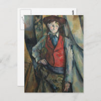 ポールセザンヌ – 赤いチョッキの男の子 ポストカード | Zazzle