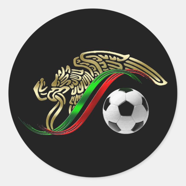 メキシコの旗の紋章のサッカーのfutbolのロゴ ラウンドシール | Zazzle ...