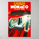 1957年モナコグランプリ開催ポスター 1957 MONACO GRAND PRIX FORMULA ONE AUTO RACING 11X17 POSTER