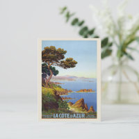 ラコートダジュールFrance Vintage Poster 1920 ポストカード | Zazzle