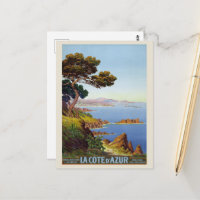 ラコートダジュールFrance Vintage Poster 1920 ポストカード | Zazzle