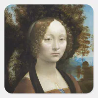 レオナルド・ダ・ヴィンチ・ジネブラ・デ・ベ絵画ンチ スクエアシール