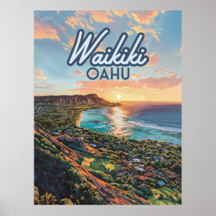 未使用品70sオリジナルhawaii ハワイ観光局プロモーションポスターワイキキ 未使用品70sオリジナルhawaii ハワイ観光局プロモーション