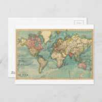 ヴィンテージ世界地図 ポストカード | Zazzle.co.jp