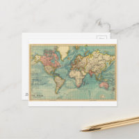 ヴィンテージ世界地図 ポストカード | Zazzle.co.jp