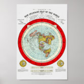フラットアース地図 ポスター | Zazzle.co.jp