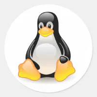 光沢のあるTux Linuxペンギンステッカー ラウンドシール