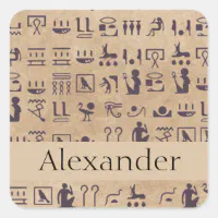 古代エジプトの象形文字の羊皮紙の芸術 スクエアシール | Zazzle