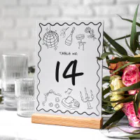 手書きお洒落手書き予測できな結婚の テーブルナンバー | Zazzle.co.jp